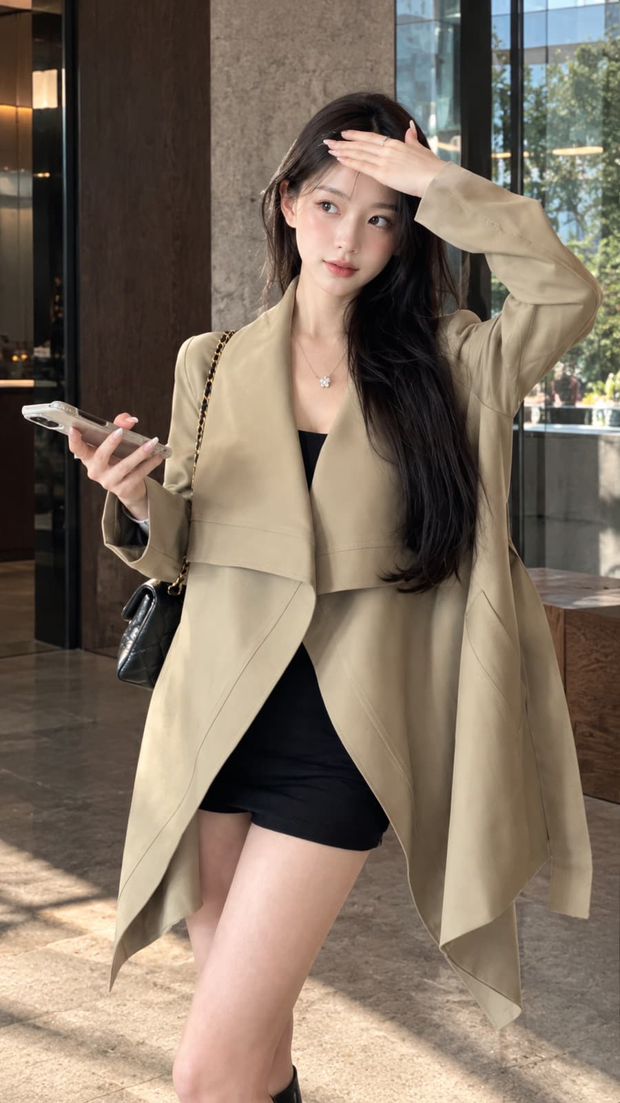 큰 라펠 루즈핏 트렌치 코트