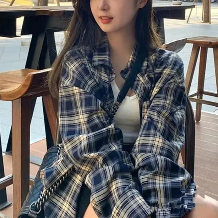 어텀무드 오버핏 체크셔츠