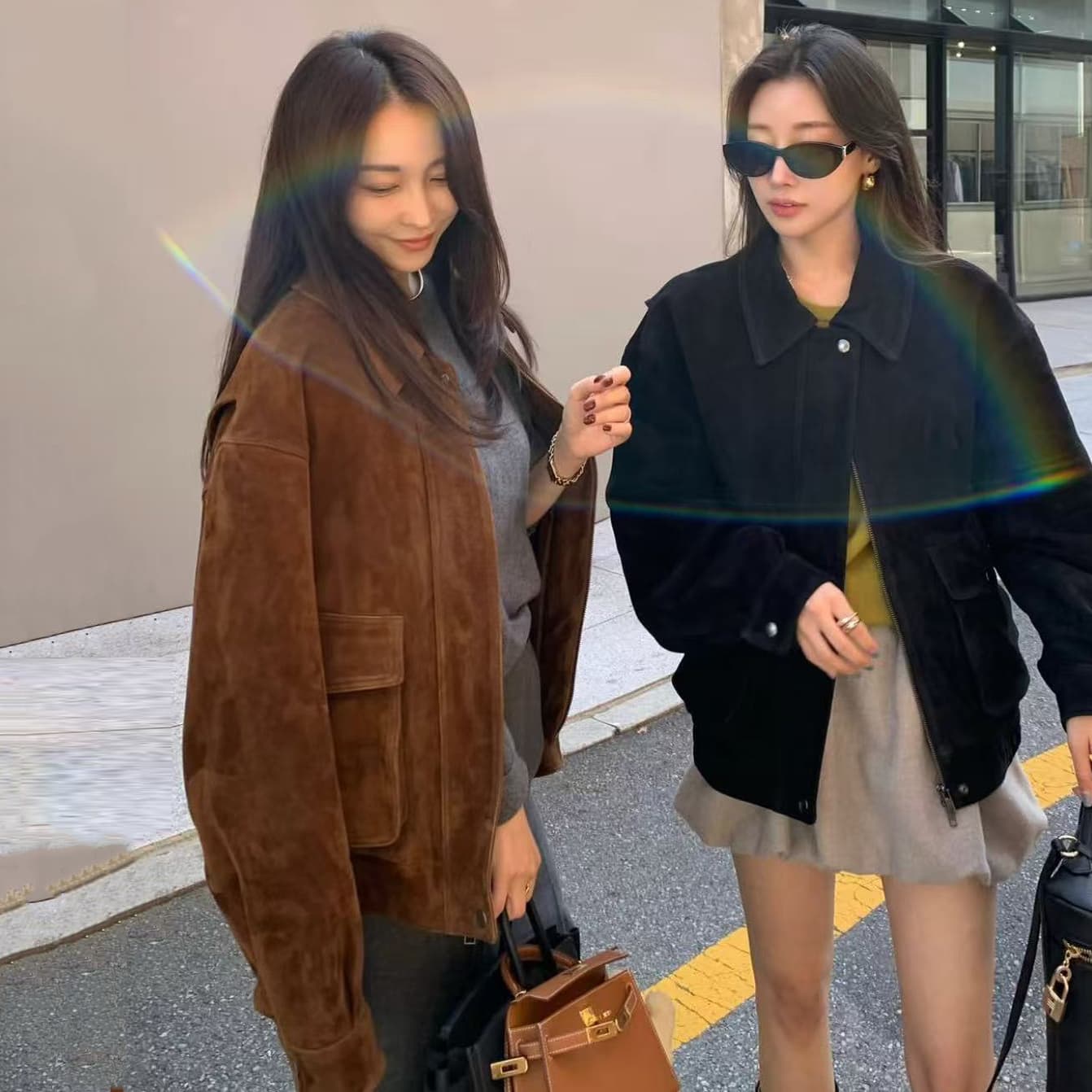프랑스식 레트로 마 오래된 미니멀리즘 출퇴근 다용도 폴로 칼라 더블 주머니 디자인 루즈핏 워크웨어 재킷