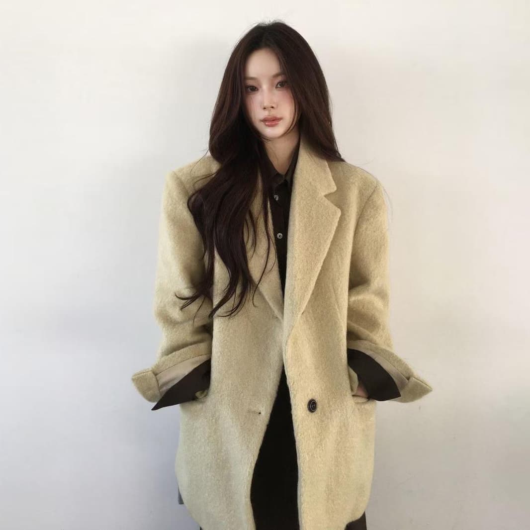 한국 드라마 여성 여성 주님 분위기 센스 블레이저 다용도 출퇴근 루즈핏 모직 코트 재킷
