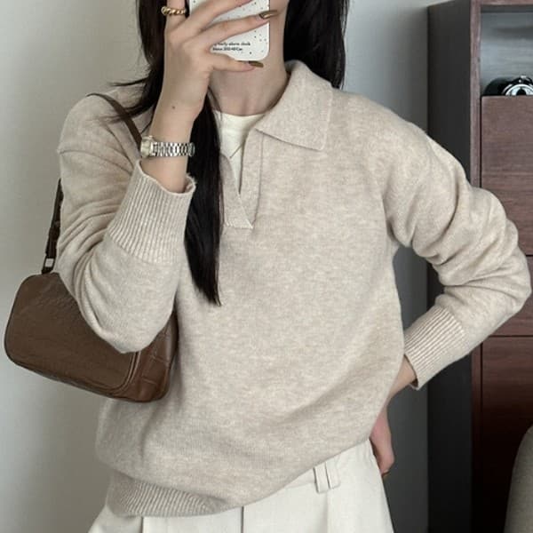 차분핏 데일리 카라 니트