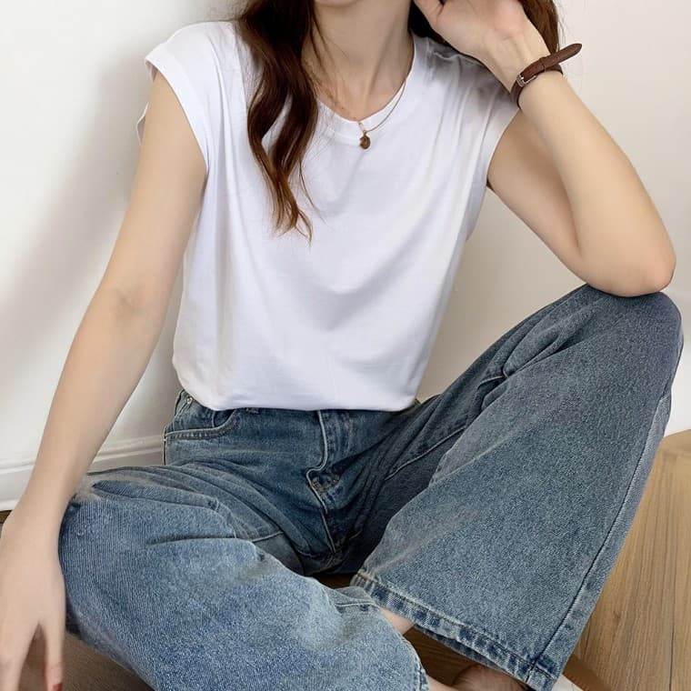 여성 나시 루즈핏 이너티 캡소매 민소매 레이어드 티셔츠