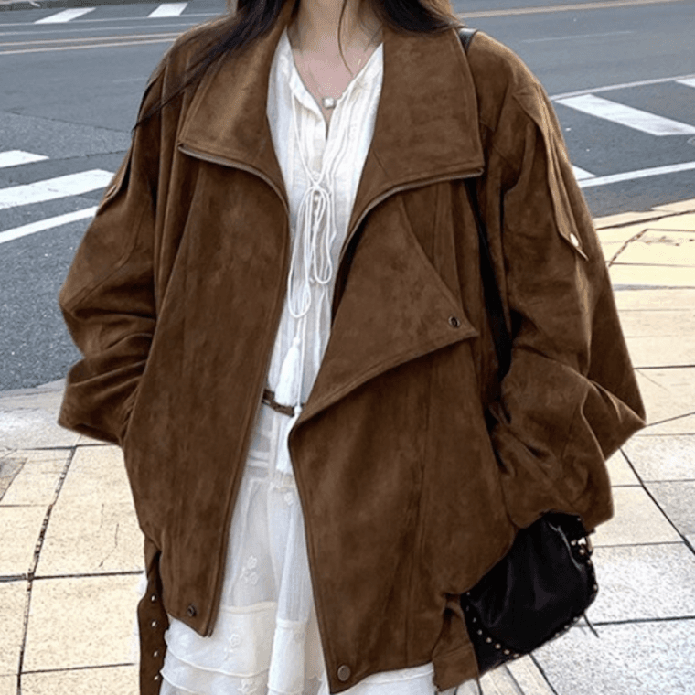 루즈핏 스웨이드 버클 자켓