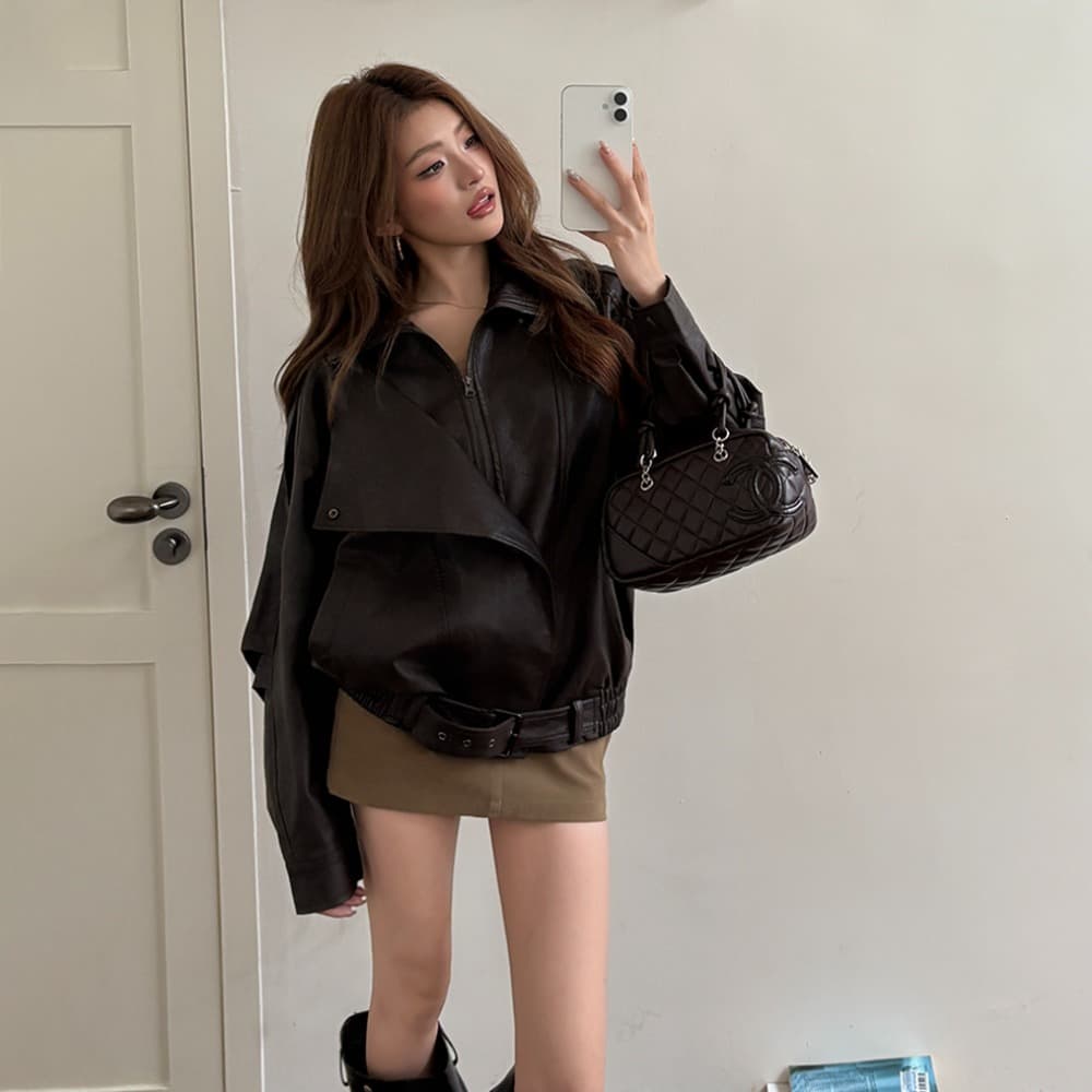 2026년 가을 여성용 브라운 레더 재킷, 미국 바이커 의상, 실루엣, 고급 재킷, 그리고 트렌디한 스타일의 탑 사진들