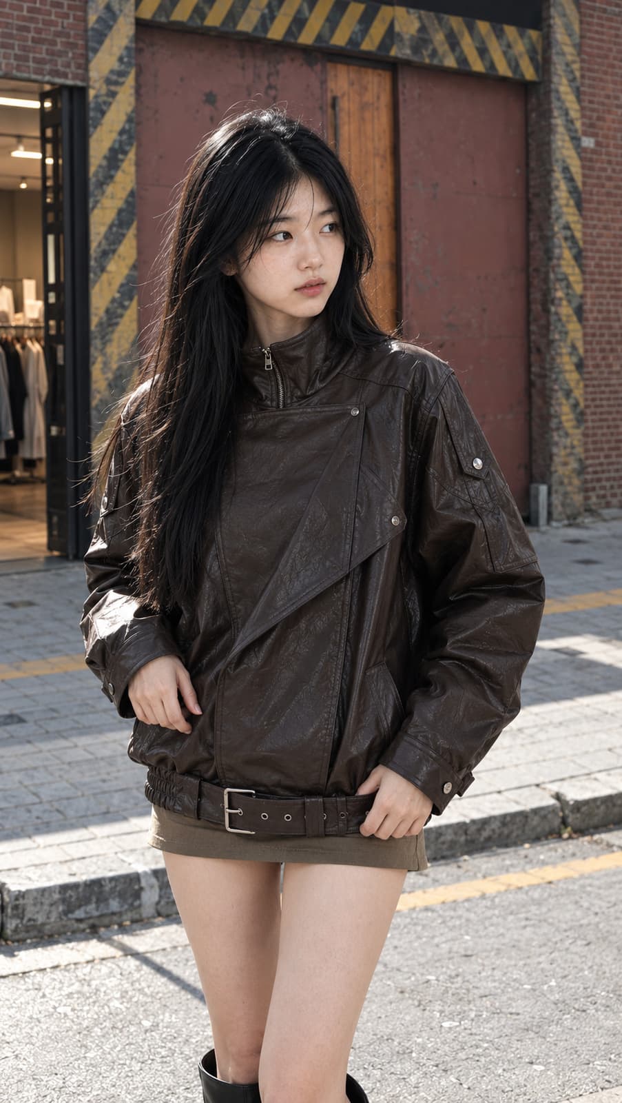 2026년 가을 여성용 브라운 레더 재킷, 미국 바이커 의상, 실루엣, 고급 재킷, 그리고 트렌디한 스타일의 탑 사진들