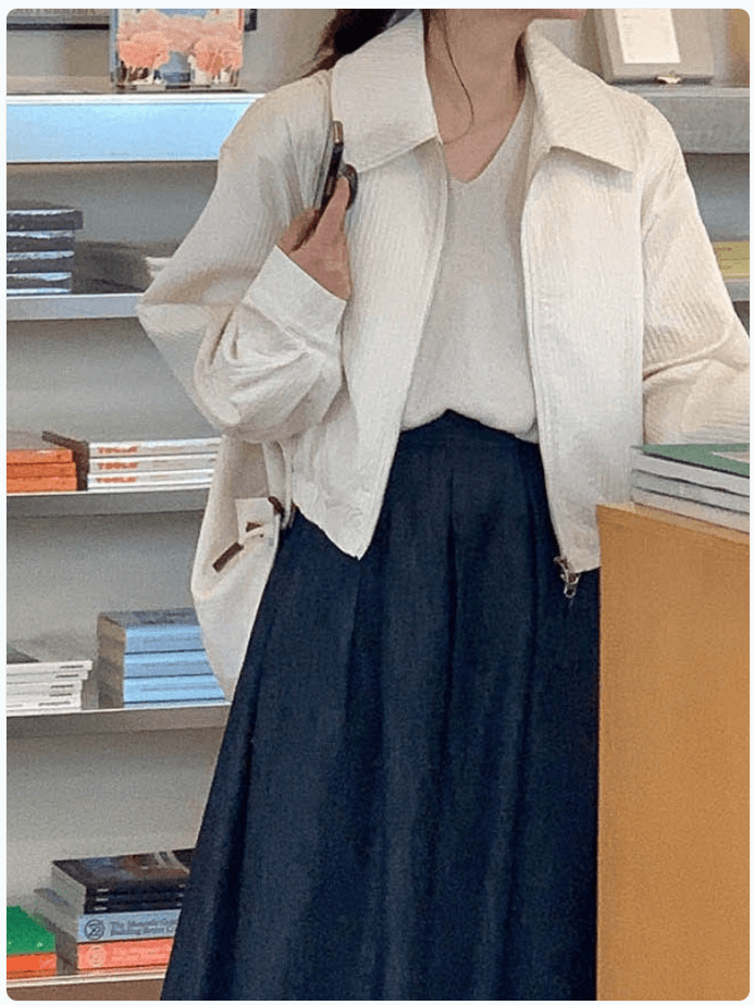 사이즈 업데이트: 한국 시크 가을/겨울 신형 심플 다재다능한 라펠 지퍼 쇼트 재킷