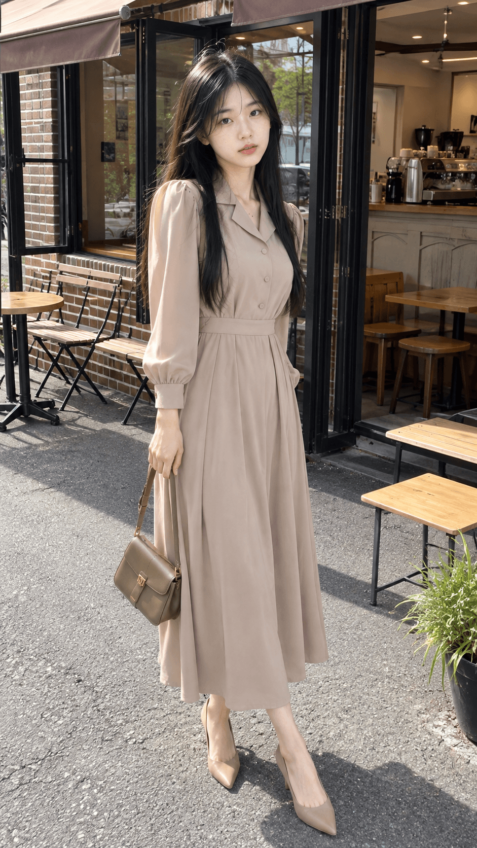 캐주얼 A라인 허리부터자연스럽게 롱 패션원피스 하객룩 원피스 캐주얼원피스 3