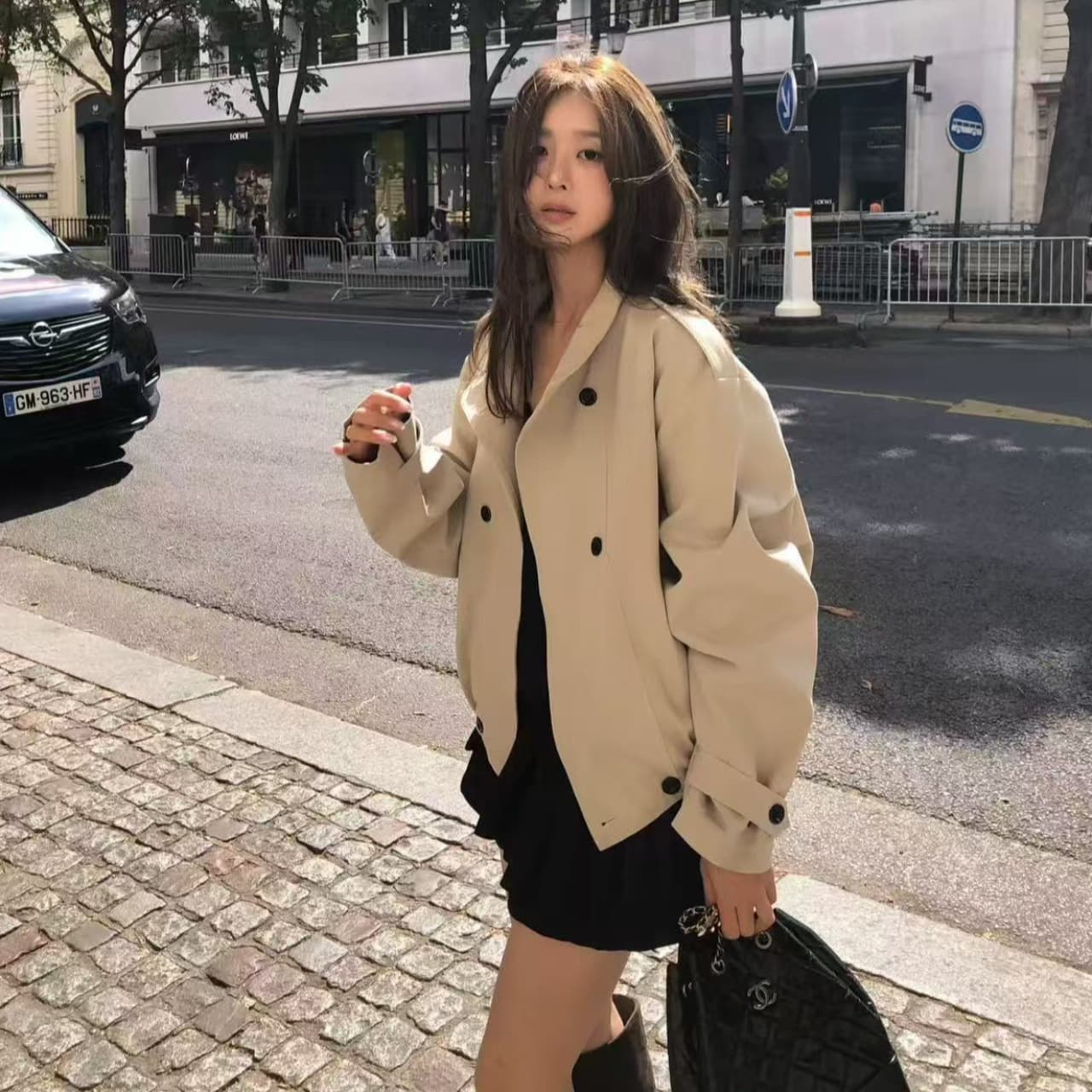 미니멀리즘 품격 다용도 출퇴근 섹션 이중 버튼 쇼트 스타일 바람막이 워크웨어 재킷 작은 키 2