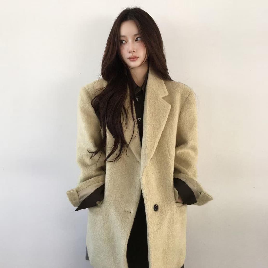 한국 드라마 여성 여성 주님 분위기 센스 블레이저 다용도 출퇴근 루즈핏 모직 코트 재킷 3
