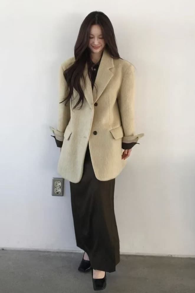 한국 드라마 여성 여성 주님 분위기 센스 블레이저 다용도 출퇴근 루즈핏 모직 코트 재킷 6