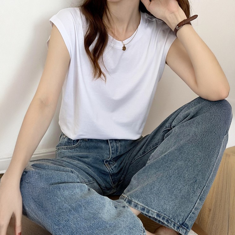 여성 나시 루즈핏 이너티 캡소매 민소매 레이어드 티셔츠