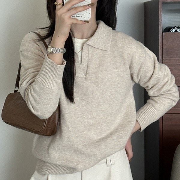 차분핏 데일리 카라 니트