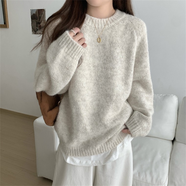 데일리 소프트 여성 라운드넥 니트