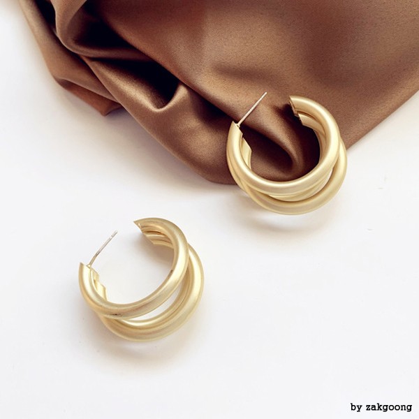 매트골드 더블 링 귀걸이 이어링 실버925 BLS114