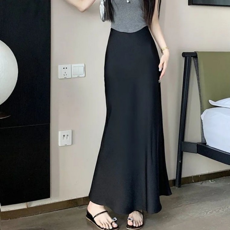 루아르 새틴 롱 스커트